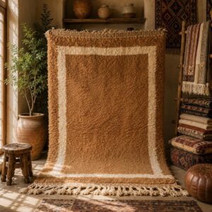 Camel Beige Berber Wool Rug – Minimal Moroccan Atlas Carpet