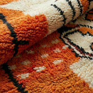 Orange Moroccan Wool Rug – Handwoven Boho Tribal Rug