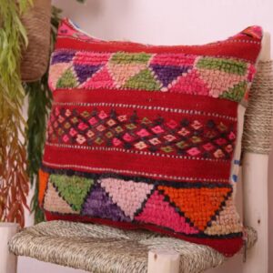 Handmade Kilim Pillow Cover – Vintage Berber Wool Cushion