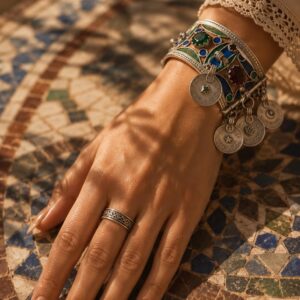 Amazigh Silver Coin Bracelet – Atlas Motif Bracelet