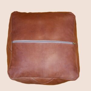 Handmade Leather Pouf – Square Brown Leather Ottoman