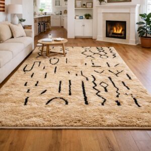 Custom Wool Rug – Cream & Black Berber-Style Area Rug