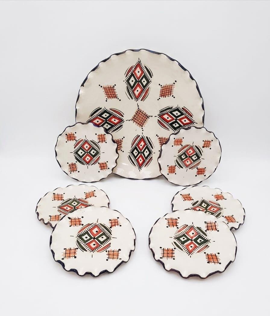 Amazigh Ceramic Piece – Moroccan Geometric Pottery Plate Collection