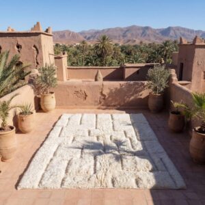 Ivory Textured Wool Rug – Handmade Berber Minimalist Rug