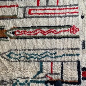 Abstract Amazigh Berber Wool Rug – Ivory Geometric Atlas Inspired Carpet