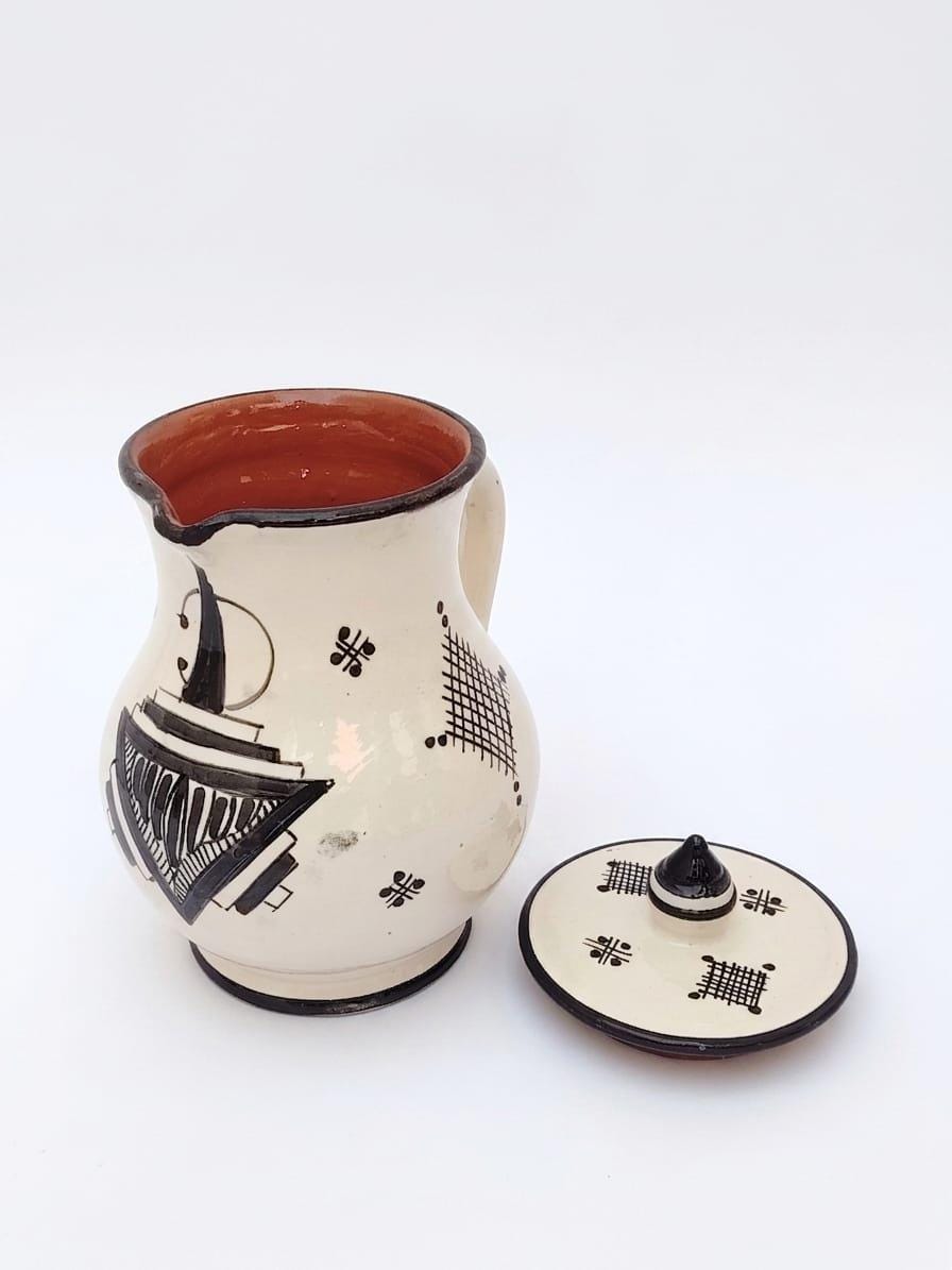 Amazigh Geometric Ceramic Piece – Painted Moroccan Table Detail