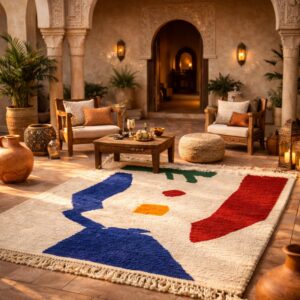 Colorful Wool Rug – Abstract Face-Inspired Berber Rug