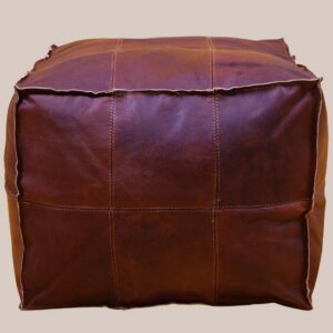 Handmade Leather Pouf – Square Vintage Brown Ottoman