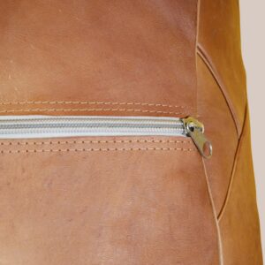 Handmade Leather Pouf – Square Brown Leather Ottoman