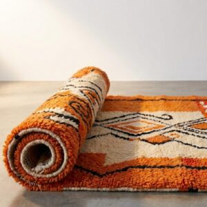 Orange Moroccan Wool Rug – Handwoven Boho Tribal Rug