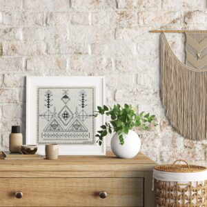 Amazigh Linen Canvas Art "Tazerzit" – Cultural Heritage Decor Berber Accent