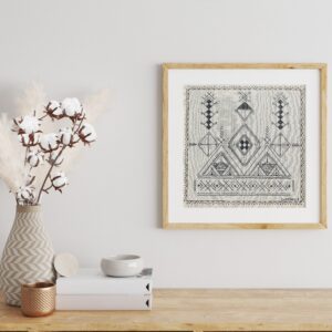 Amazigh Linen Canvas Art "Tazerzit" – Cultural Heritage Decor Berber Accent
