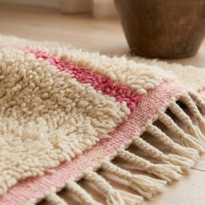 Blush Pink Cotton Rug – Soft Boho Geometric Rug