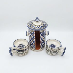 Amazigh Ceramic Piece – Moroccan Nesting Serving Set with Geometric Art