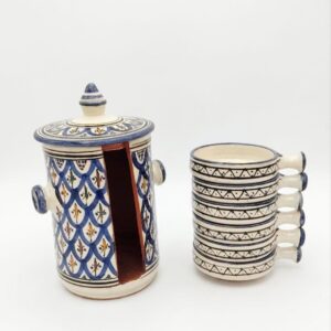 Amazigh Ceramic Piece – Moroccan Nesting Serving Set with Geometric Art