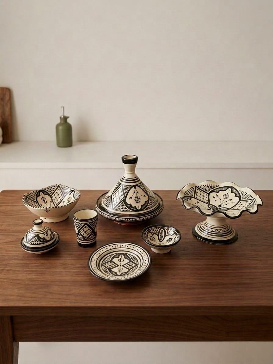 Berber Geometric Ceramic Piece – Berber Pattern Kitchen Piece