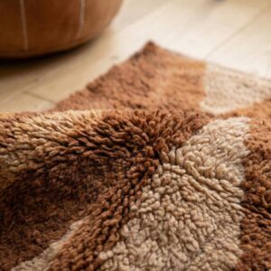 Earthy Wool Rug – Handwoven Brown & Cream Boho Rug