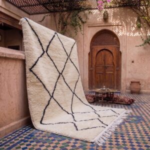 Wool Rug – Cream & Black Diamond Berber Rug