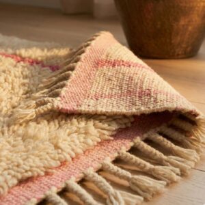 Blush Pink Cotton Rug – Soft Boho Geometric Rug