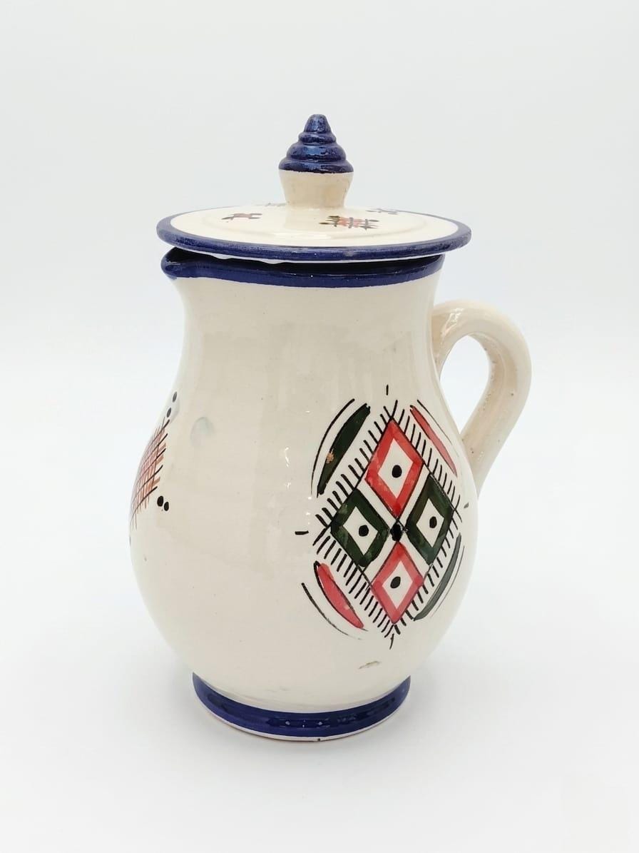 Amazigh Ceramic Piece – Moroccan Pitcher and Cup Set with Hand-Painted Patterns