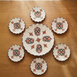 Amazigh Ceramic Piece – Moroccan Geometric Pottery Plate Collection