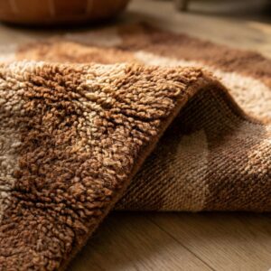 Earthy Wool Rug – Handwoven Brown & Cream Boho Rug