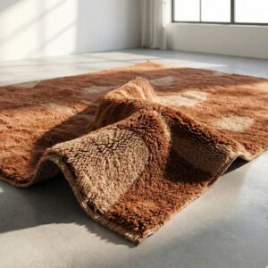 Earthy Wool Rug – Handwoven Brown & Cream Boho Rug