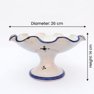 Amazigh Ceramic Piece – Berber Moroccan Footed Fruit Bowl with Geometric Art
