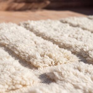Ivory Textured Wool Rug – Handmade Berber Minimalist Rug