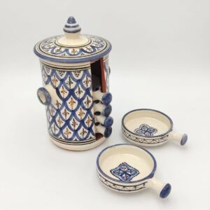 Amazigh Ceramic Piece – Moroccan Nesting Serving Set with Geometric Art