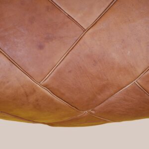 Handmade Leather Pouf – Square Brown Leather Ottoman