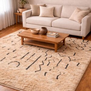 Custom Wool Rug – Cream & Black Berber-Style Area Rug