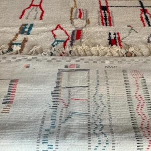 Abstract Amazigh Berber Wool Rug – Ivory Geometric Atlas Inspired Carpet