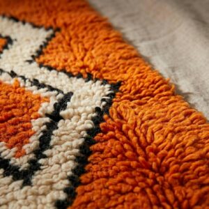 Orange Moroccan Wool Rug – Handwoven Boho Tribal Rug