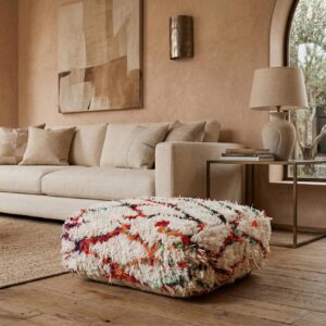 Handmade Wool Pouf – Square Berber-Inspired Floor Cushion