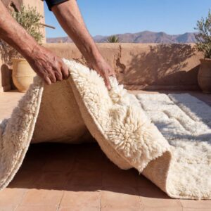 Ivory Textured Wool Rug – Handmade Berber Minimalist Rug