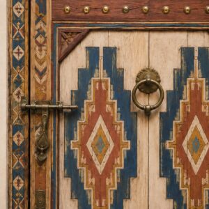 Handcrafted Moroccan Arched Door – with Geometric Amazigh Design