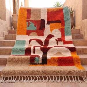 Colorful Berber Wool Rug – Beni Ourain Abstract Tree Atlas Design