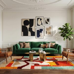 Colorful Berber Wool Rug – Beni Ourain Abstract Tree Atlas Design