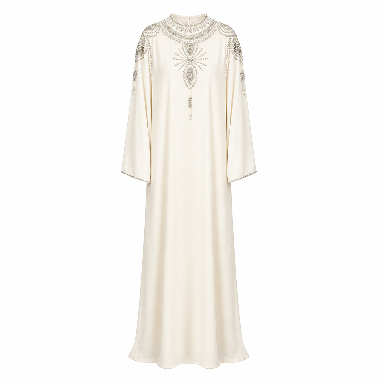 Abaya Dress - Ivory Crystal Gulf Elegance