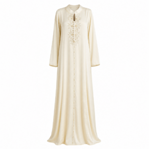 Abaya Pearl Dress – Beige Embroidered Occasion Elegance