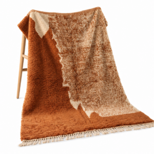 Abstract Rug – Authentic Wool Beni Ourain Berber Carpet, Boho Decor Rug
