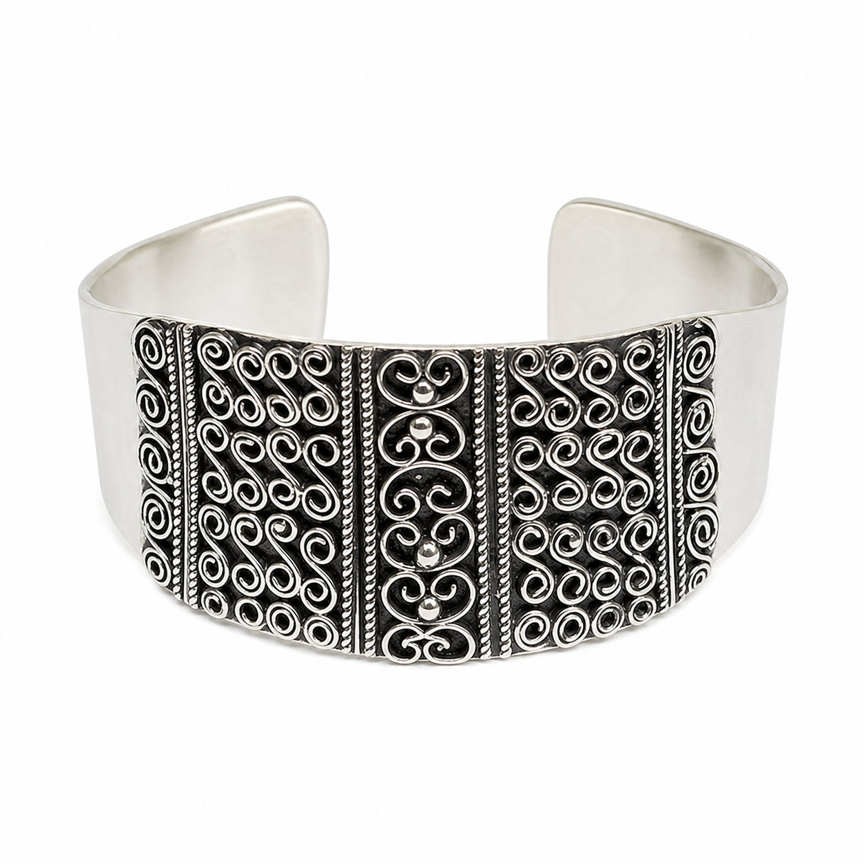 Adjustable Berber Bracelet, Sterling Silver Tuareg Tribal Cuff
