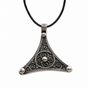 African Berber Amulet Sterling Silver Pendant Necklace: Tuareg Cross Spiral Boho Gypsy Boho
