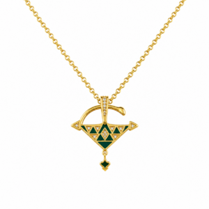 Amazigh 18K Gold Vermeil Tizerzit Pendant Green Necklace