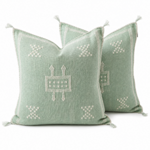 Amazigh Aquatic Green Cactus Silk Handmade Sabra Pillow