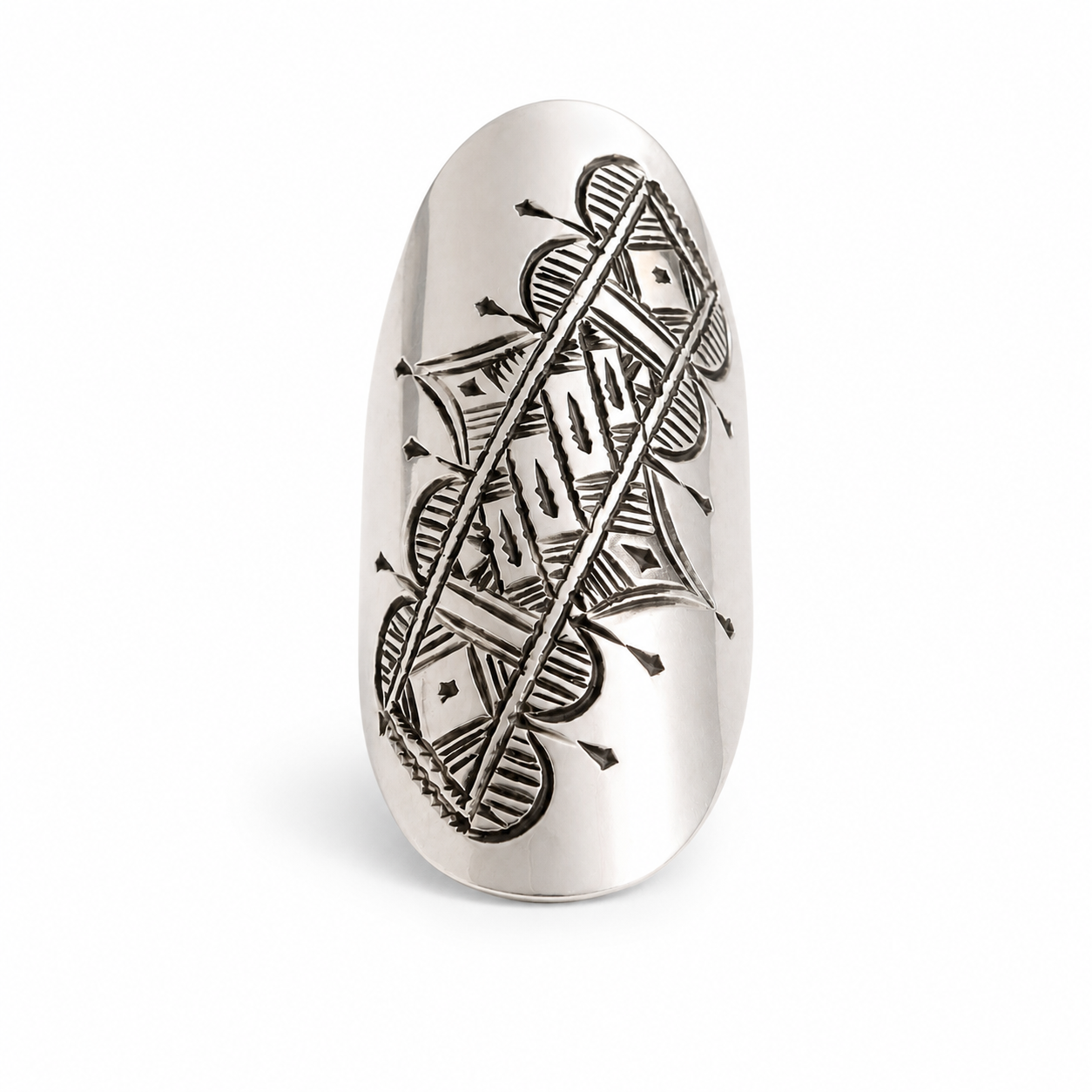 Amazigh Berber Silver Ring – Tanfust Geometric Shield Design