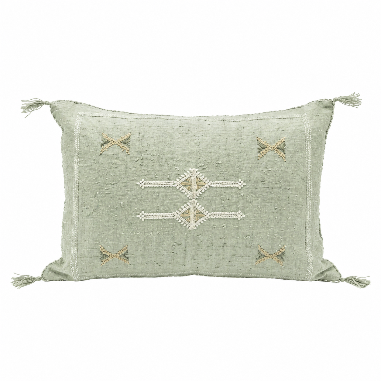 Amazigh Cactus Silk Cover 12x20 Handmade Lumbar Pillow
