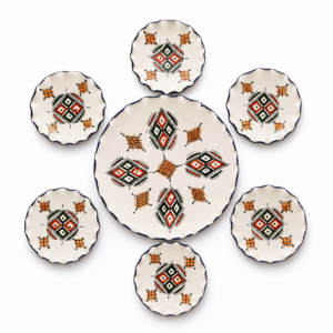 Amazigh Ceramic Piece – Moroccan Geometric Pottery Plate Collection