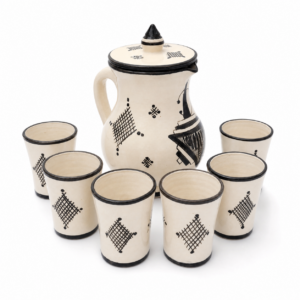 Amazigh Geometric Ceramic Piece – Painted Moroccan Table Detail